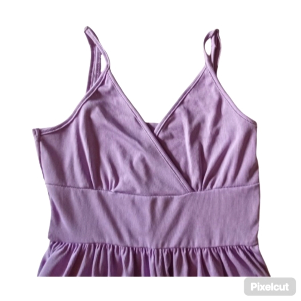 Womens Lavender Spaghetti Strap Romper with Pockets - Size S - Picture 2 of 3